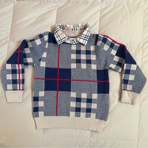 Knit Boy’s sweater with detachable plaid collar